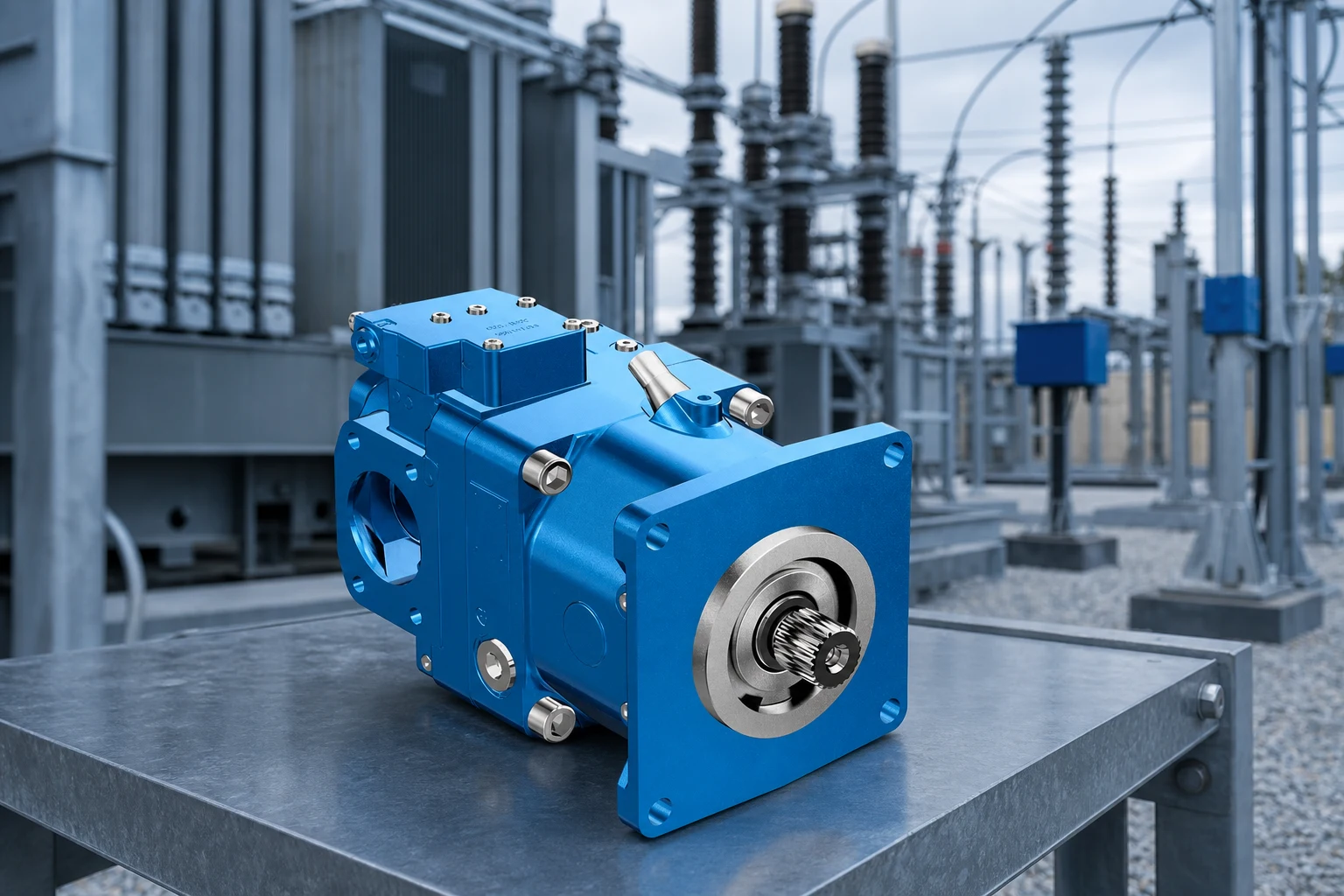 Hydraulic Bent Fixed Displacement Piston pump — Prance Hydraulic official product with illustrative industrial background (not a real site photo)