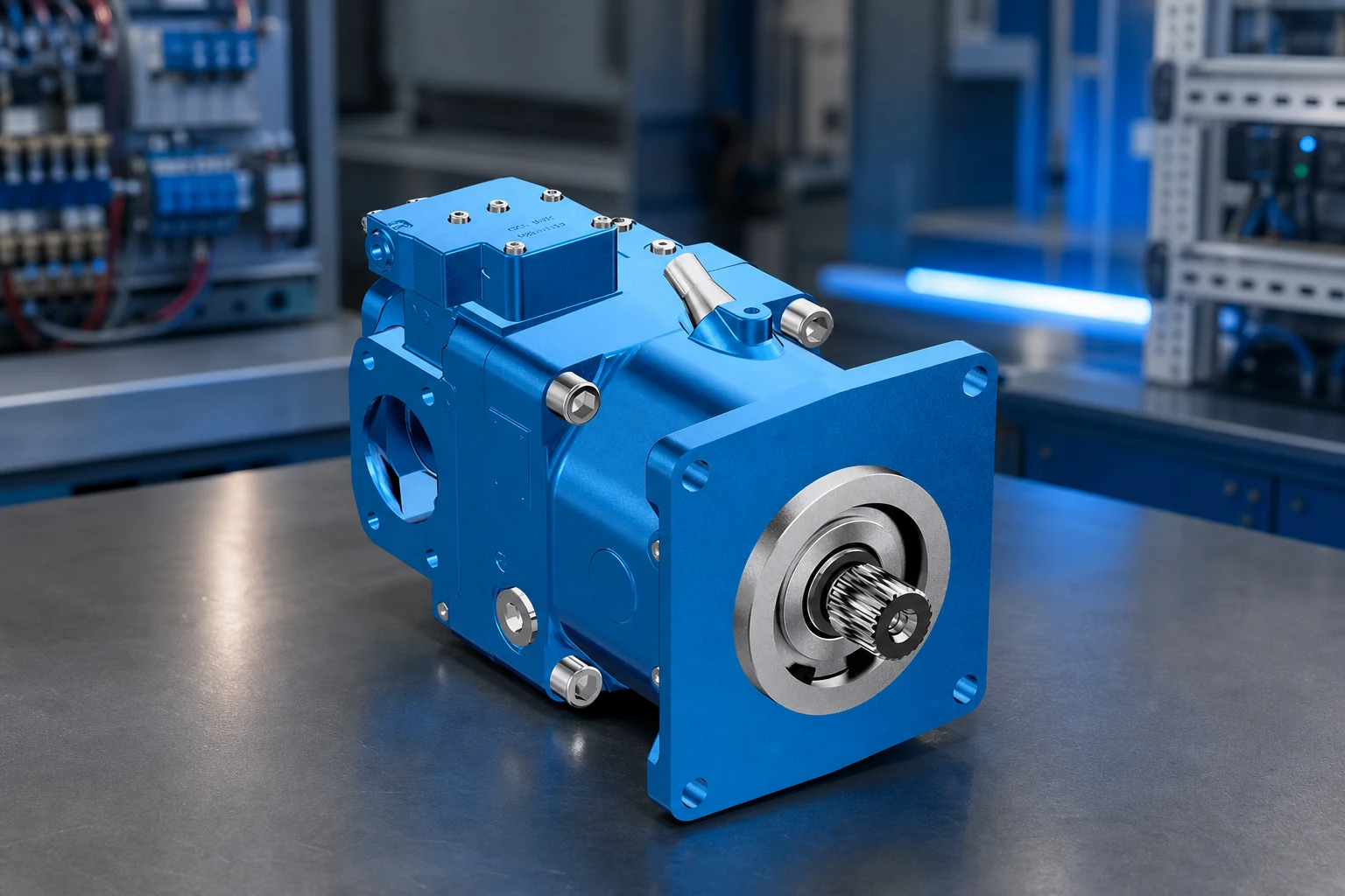 Prance Hydraulic motor — official product photo with illustrative scene background (not a real site photo)