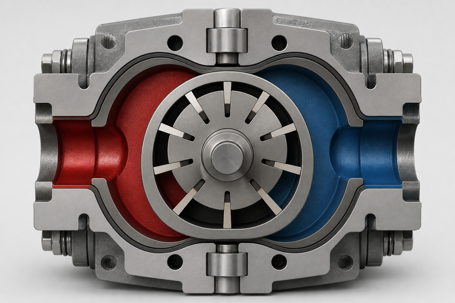 Opposed pumping zones in a balanced hydraulic vane pump