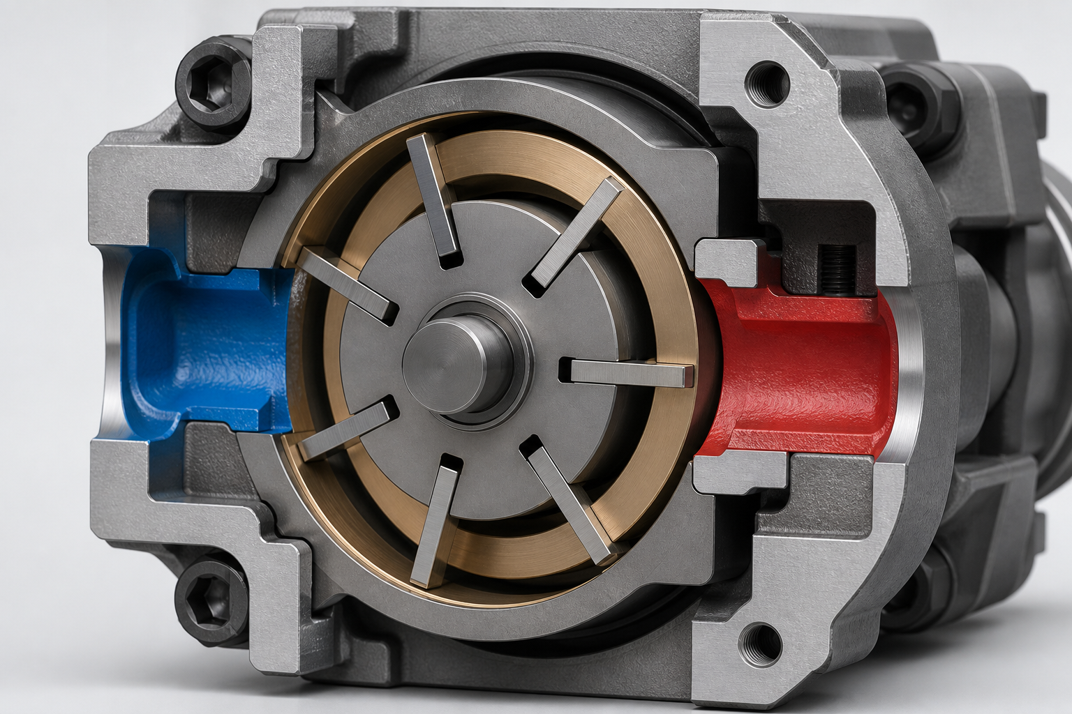 Eccentric rotor and cam ring in an unbalanced hydraulic vane pump