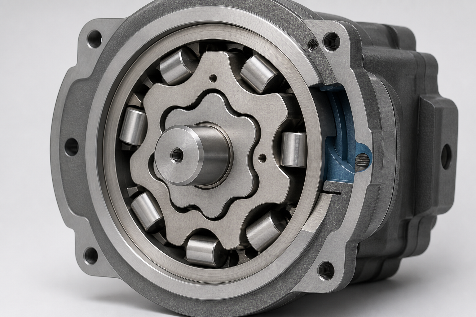 Inner star surrounded by rollers in a geroler hydraulic motor