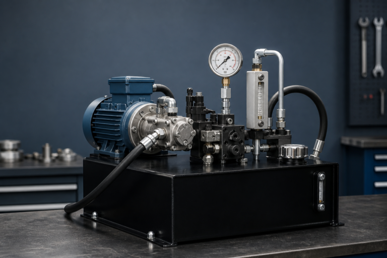 Hydraulic power unit with separate pressure and flow instruments