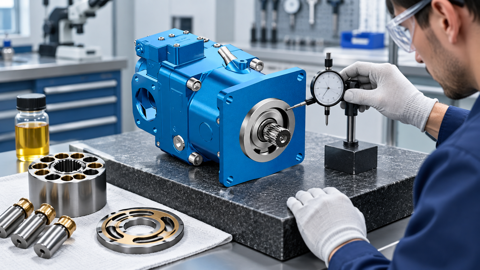 Inspection and measurement for axial piston pump cylinder block wear