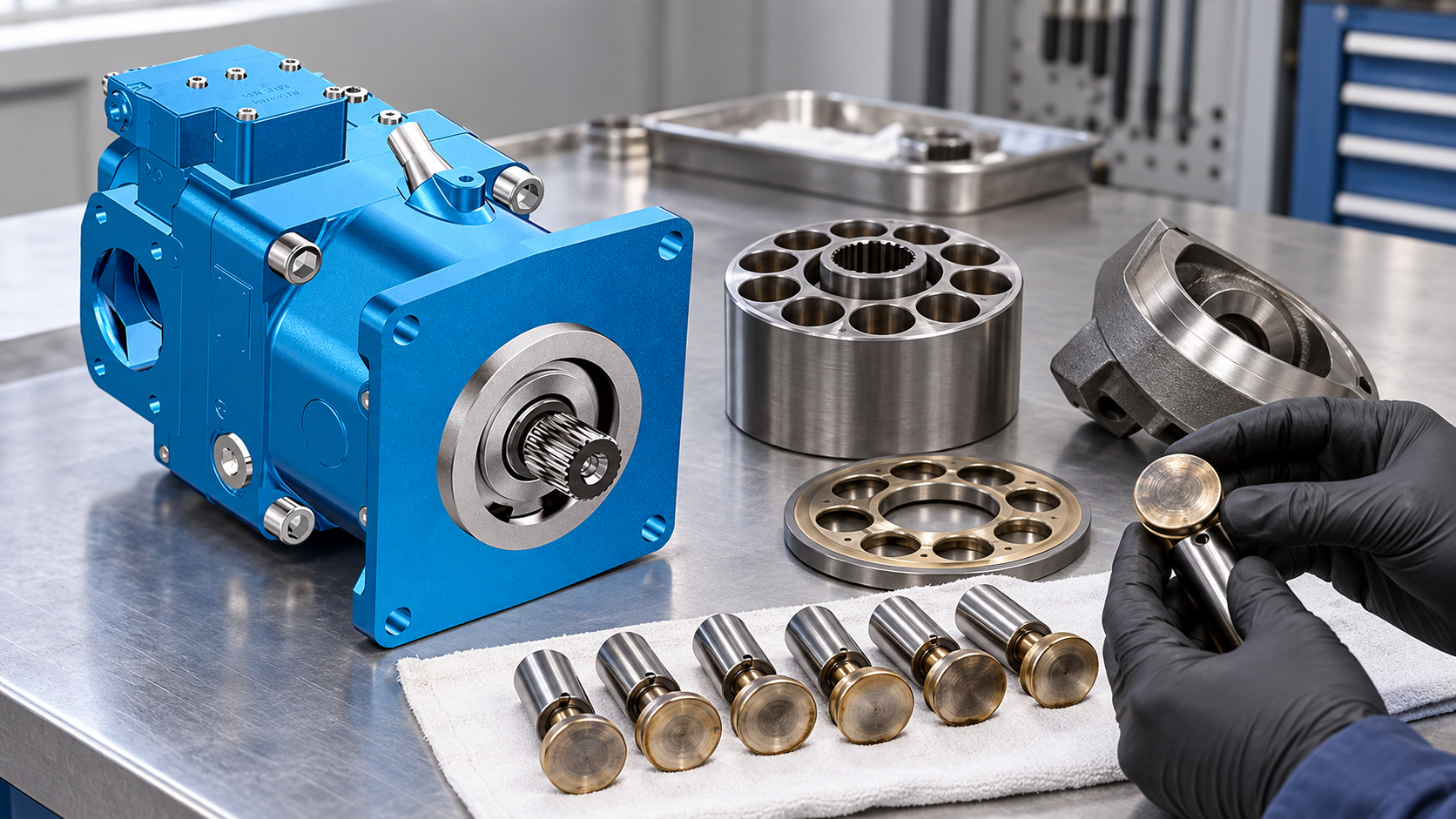 Inspection and measurement for axial piston pump slipper wear