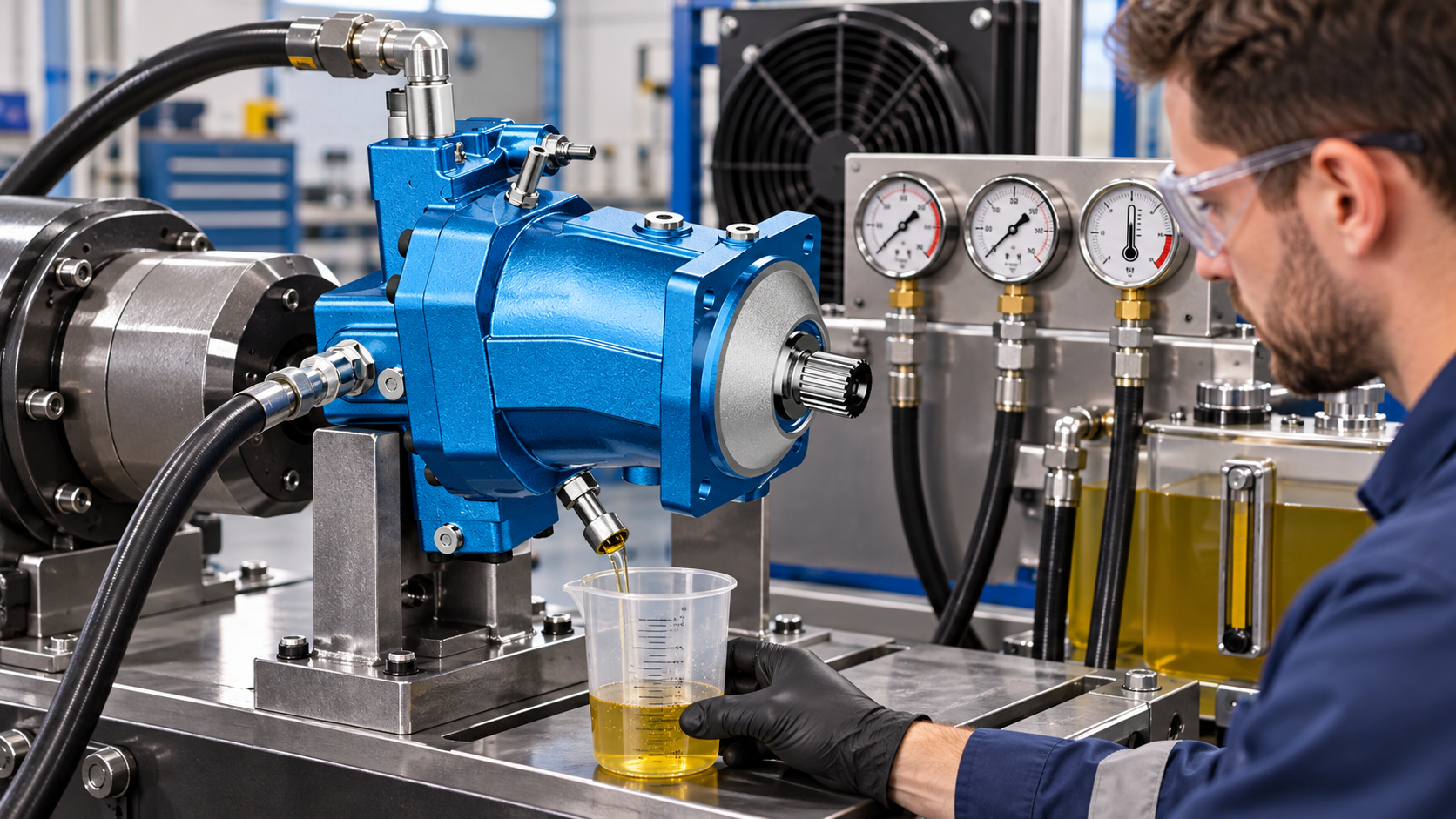 Inspection and measurement for hydraulic motor drain flow test