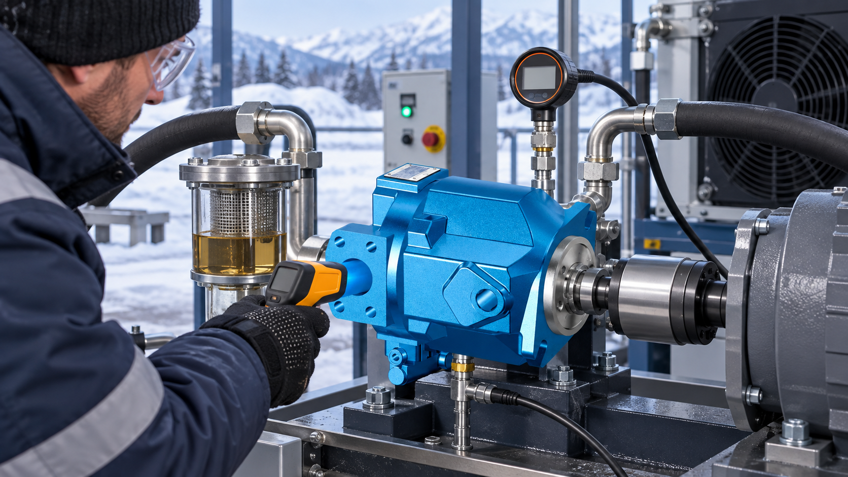 Inspection and measurement for hydraulic pump cold weather