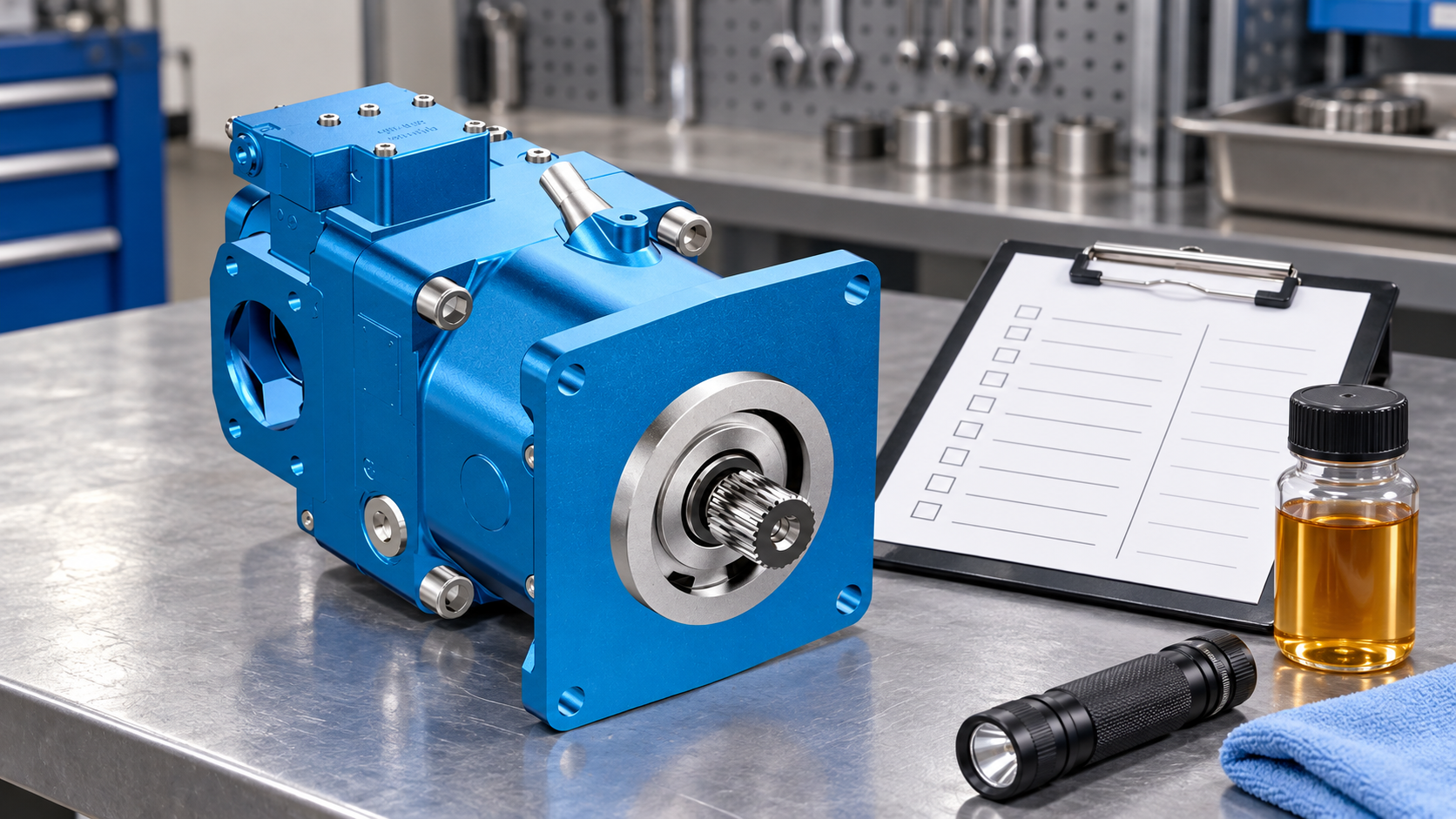 Inspection and measurement for hydraulic pump test report