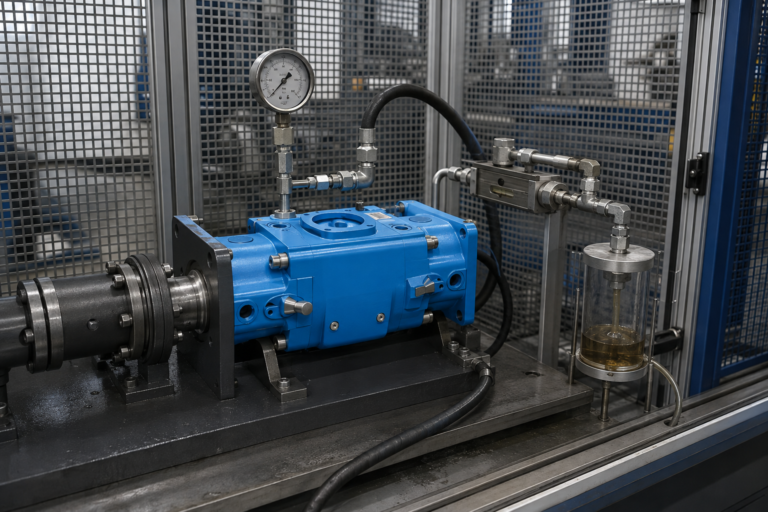 hydraulic pump volumetric efficiency test Featured technical visual based on a Prance Hydraulic pump