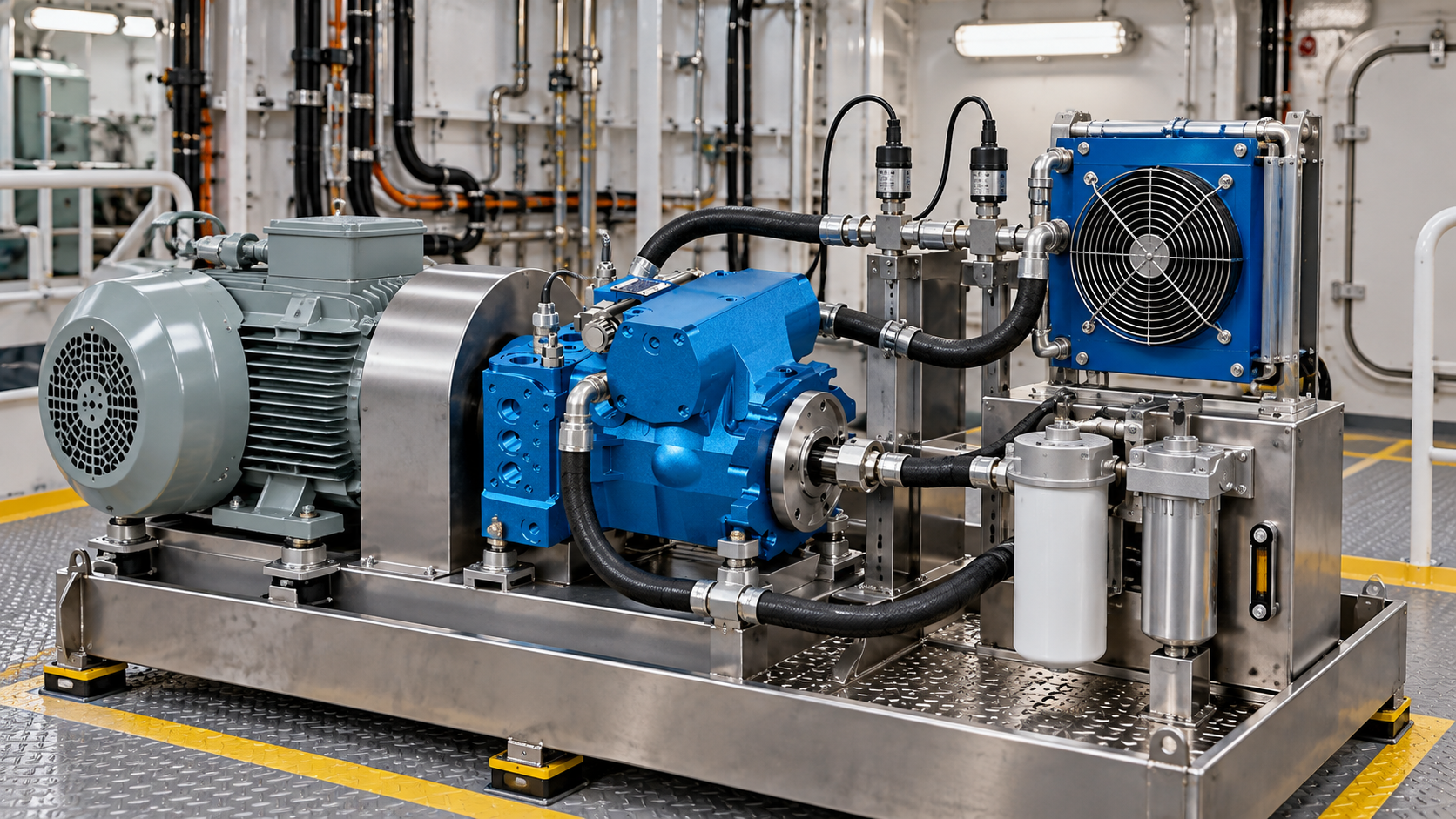 Inspection and measurement for marine hydraulic pump selection