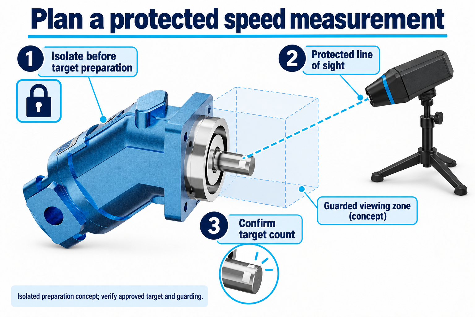 Plan a protected speed measurement — Fixed Displacement Motor A2FM reference-based educational illustration