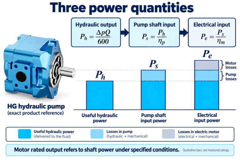 Three power quantities — Internal Gear Pump HG for Plastic Injection Molding Machine reference-based educational illustration