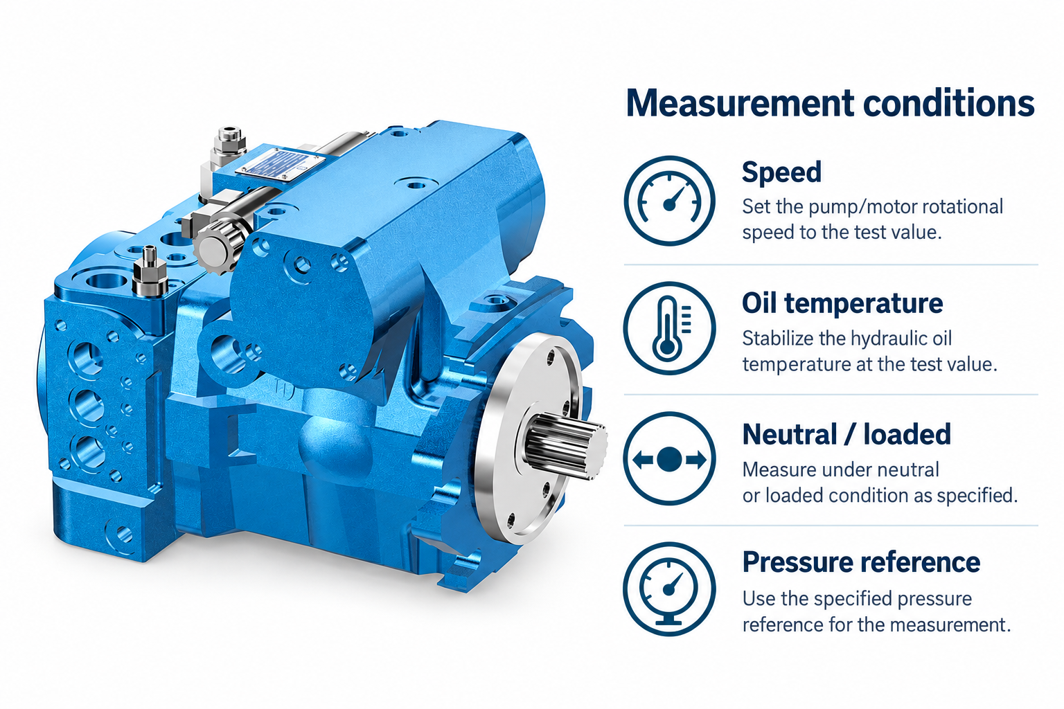 Record speed, oil temperature, operating state and pressure reference for a charge-pressure test