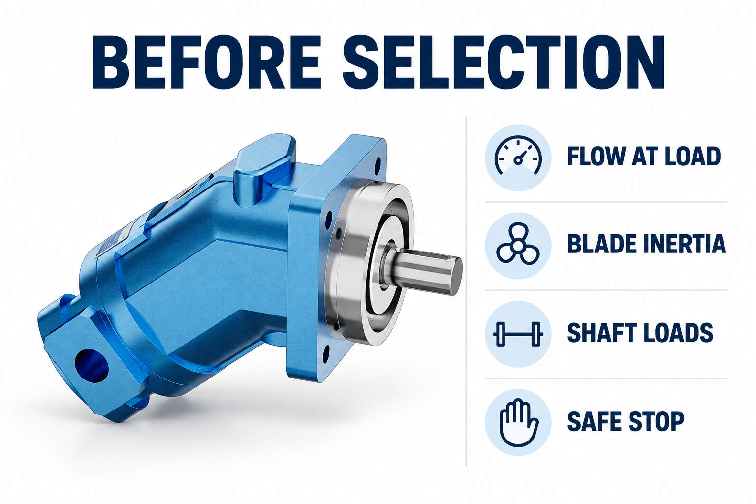 Brush-cutter motor selection checklist: working flow, blade inertia, shaft loads and safe stopping