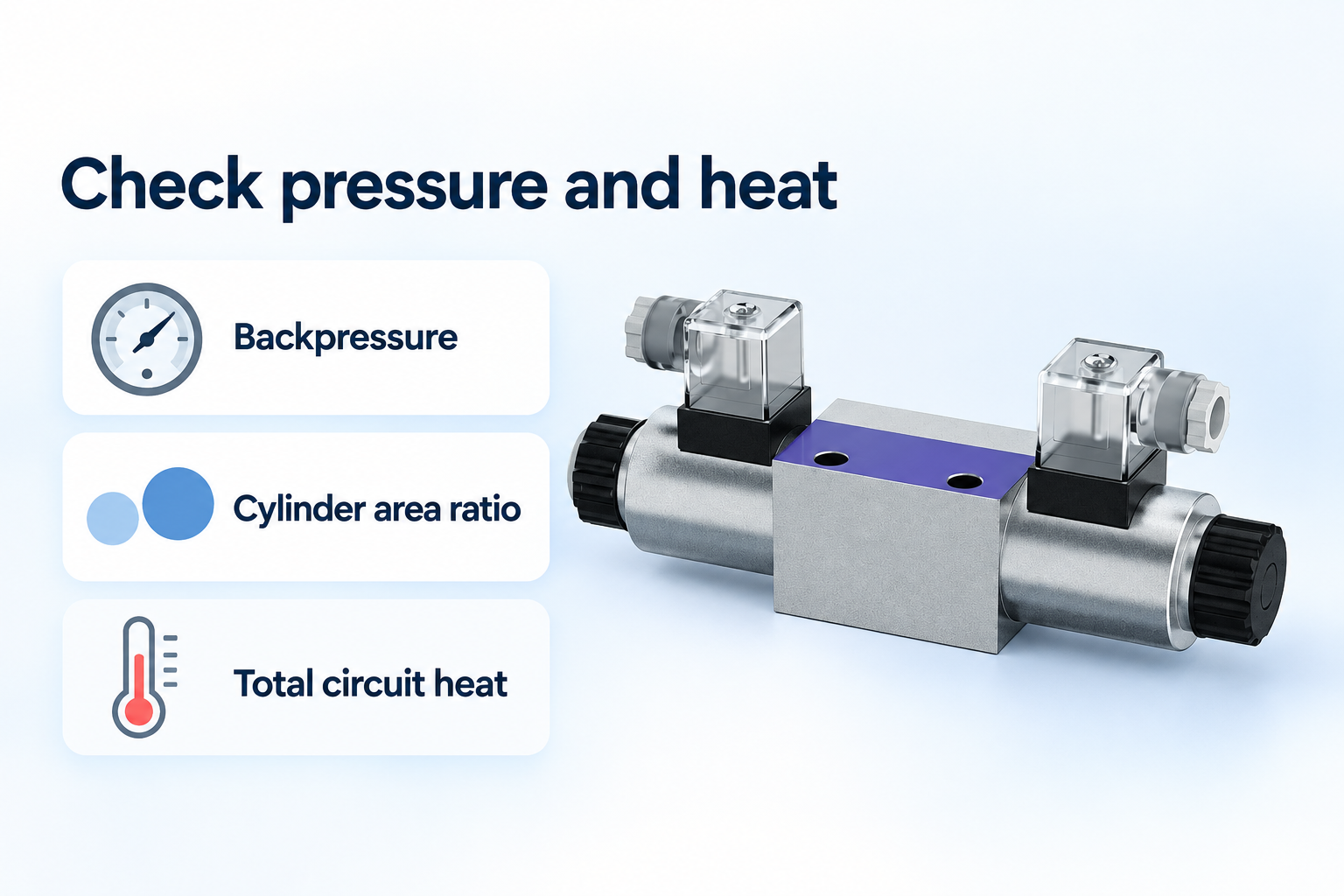 Check circuit backpressure, cylinder area ratio and total heat; the pictured directional valve is not a dedicated throttle.