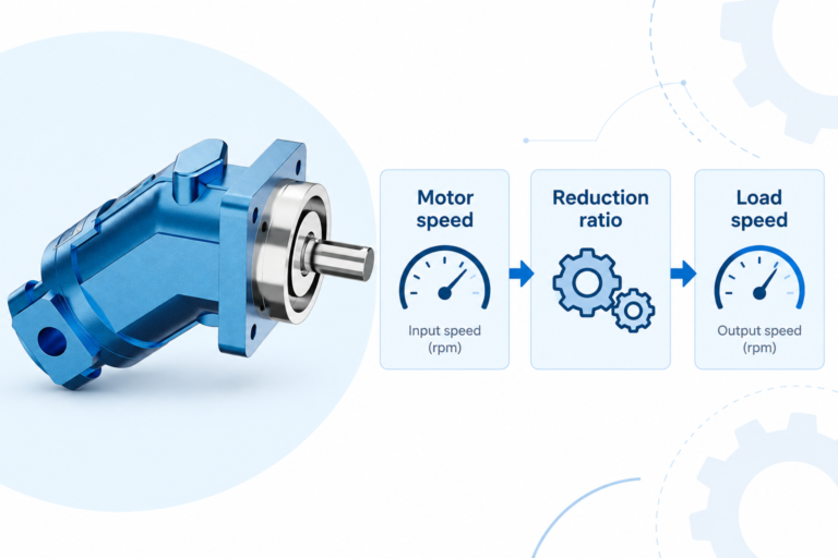 Reference-based A2FM motor beside the motor-speed, reduction-ratio, and load-speed selection sequence
