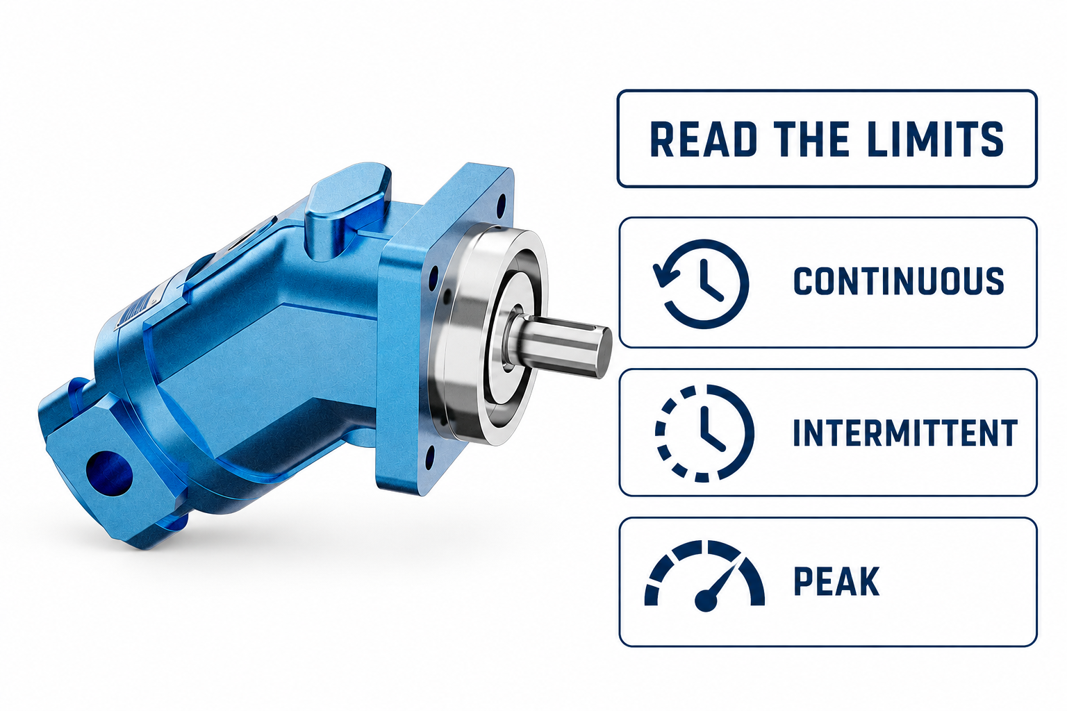 Duty classification labels beside the reference motor; manufacturer definitions and conditions still required