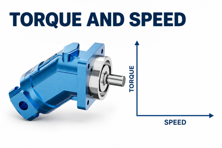 A2FM exterior reference beside torque and speed axes; no performance curve or product data shown