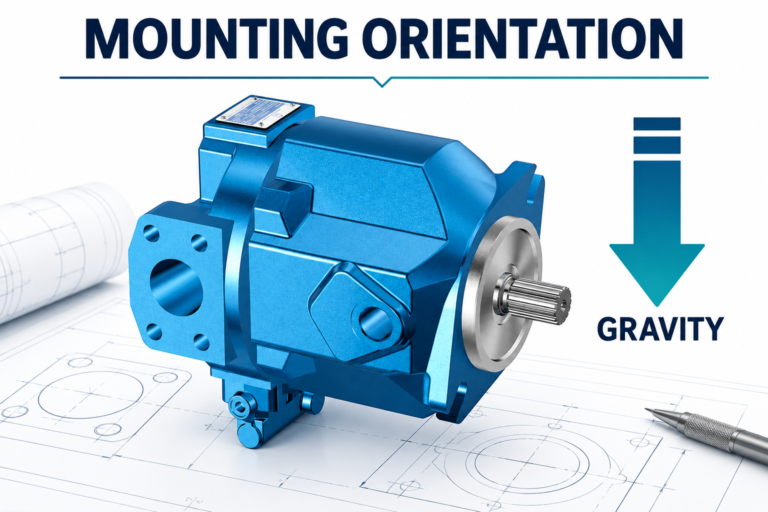 Reference piston pump and gravity context for mounting review