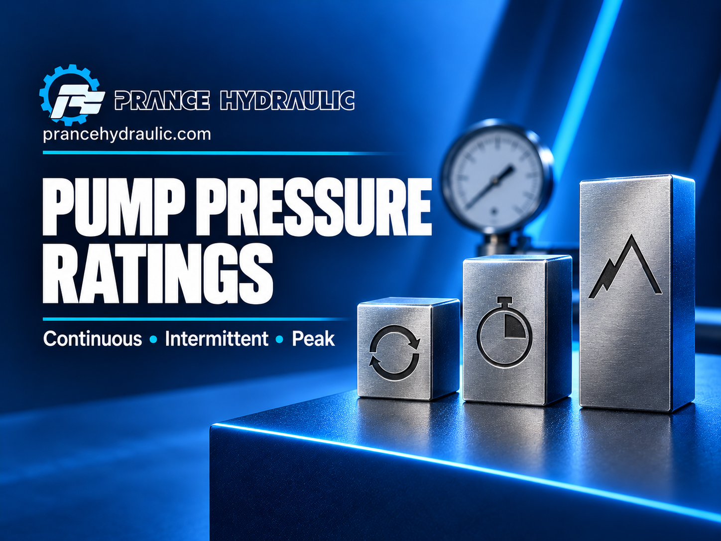 Conceptual comparison of continuous, intermittent and peak pressure duty; no numerical product ratings