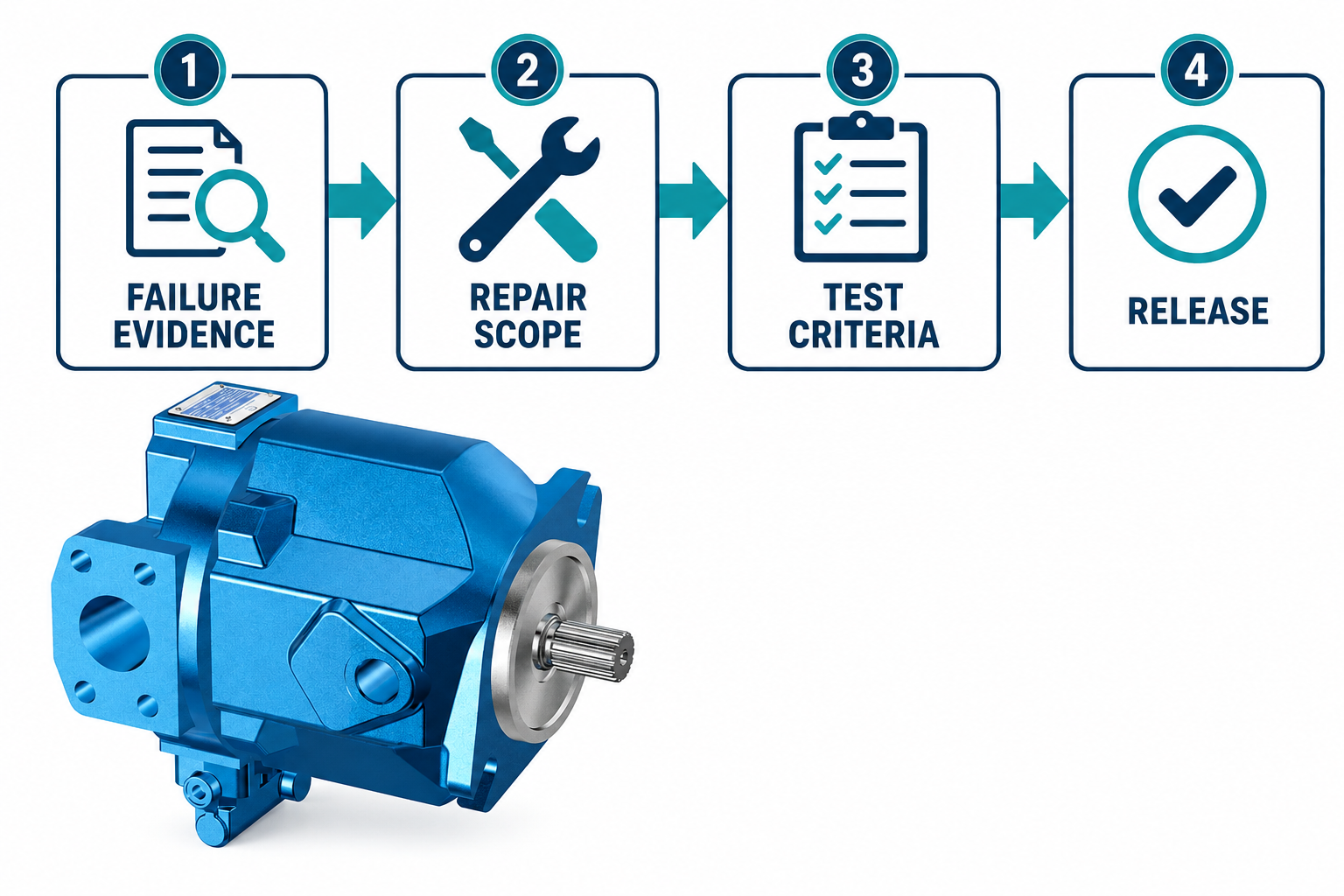 Failure evidence, repair scope, test criteria, and release sequence