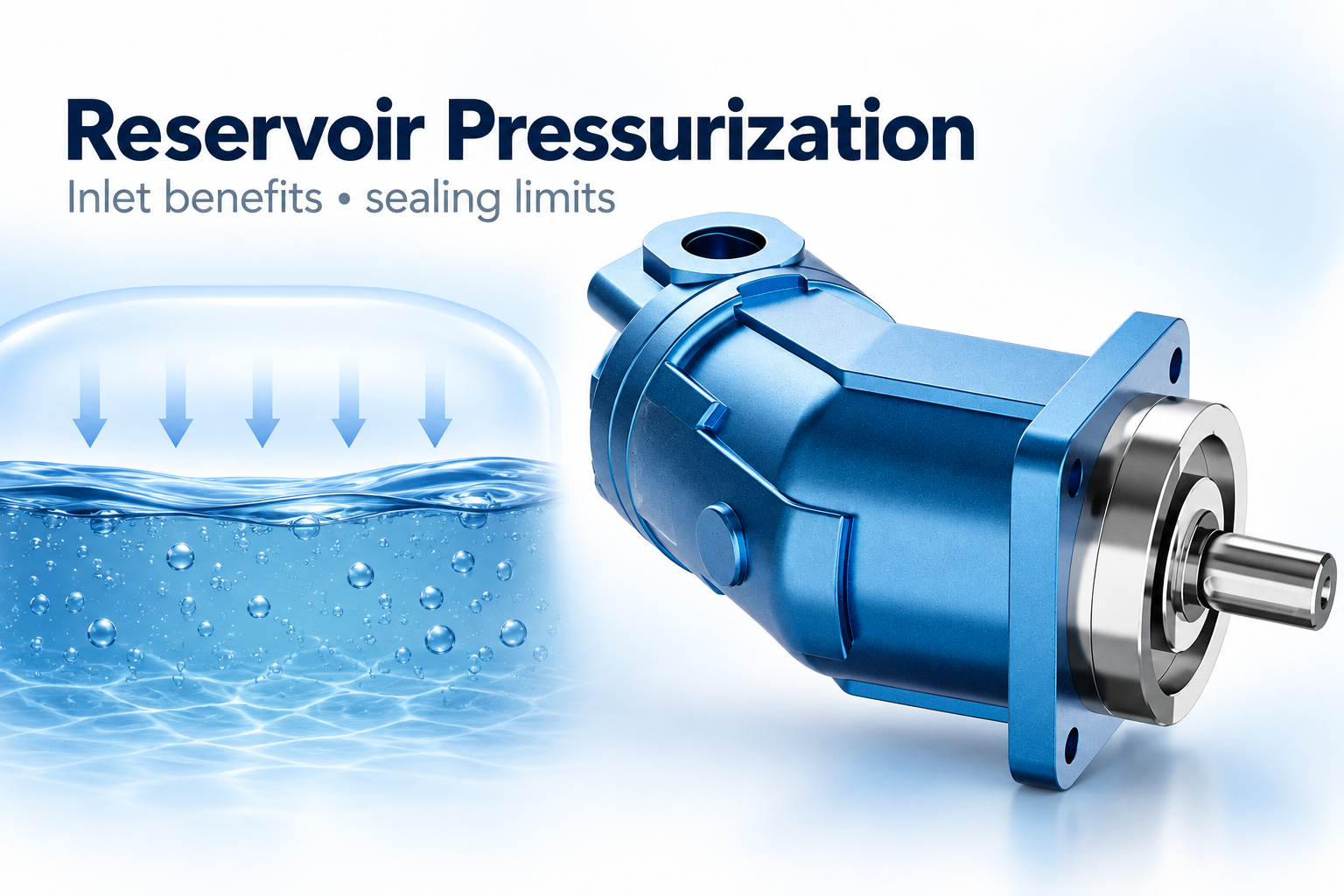 Reference-based A2FO pump illustration with a separate conceptual pressurized oil surface.