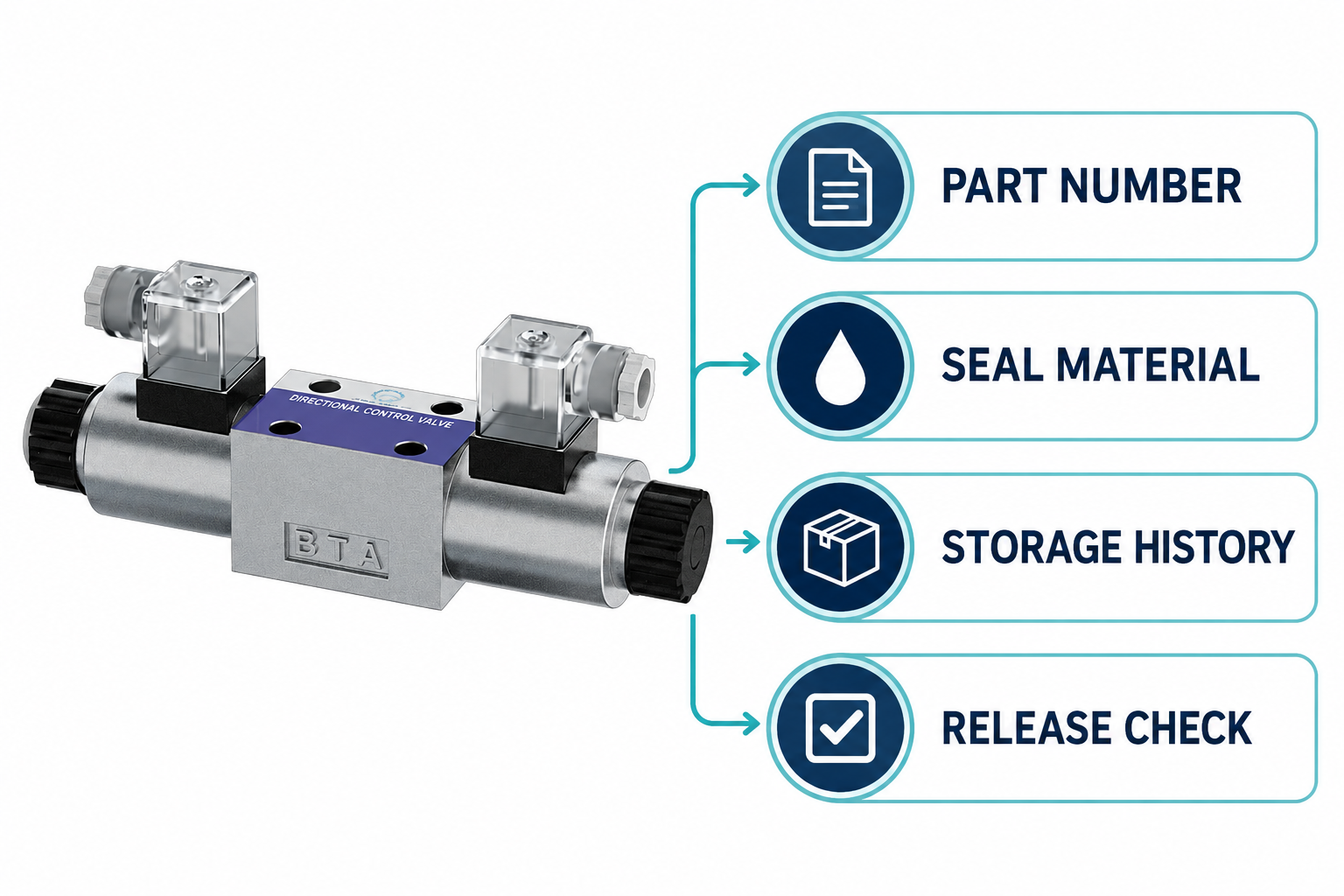 Part number, seal material, storage history, and release records