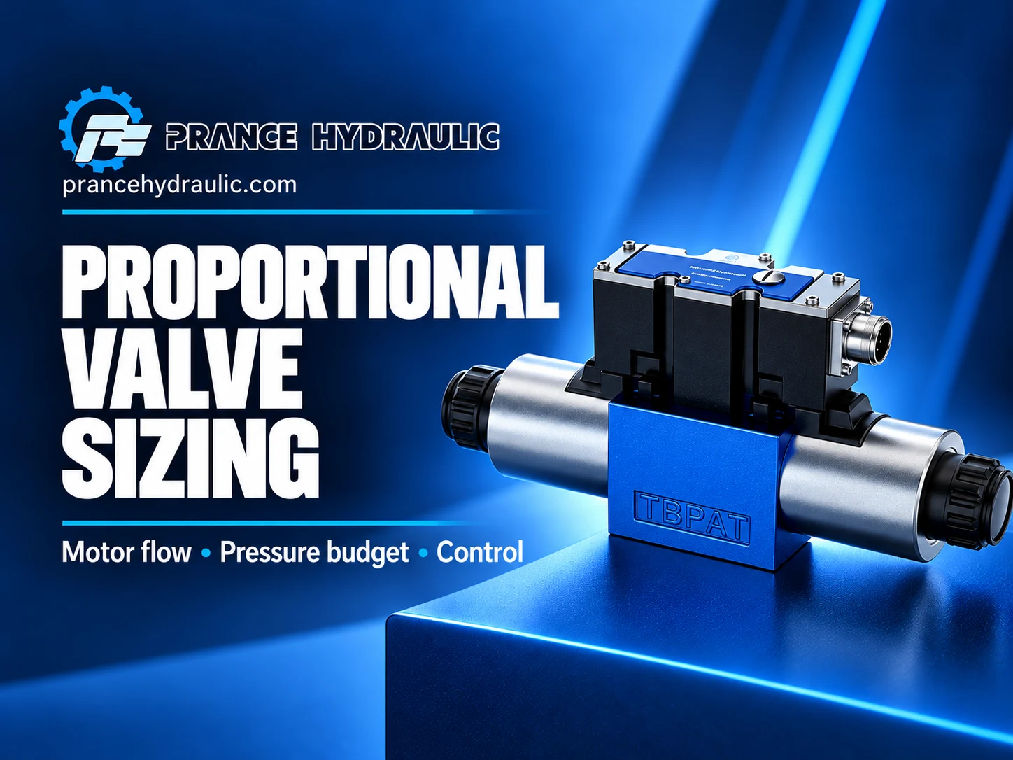 Prance Hydraulic guide: Proportional Valve Sizing — Motor flow • Pressure budget • Control