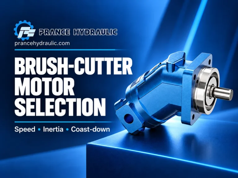 Prance Hydraulic guide: Brush-Cutter Motor Selection — Speed • Inertia • Coast-down