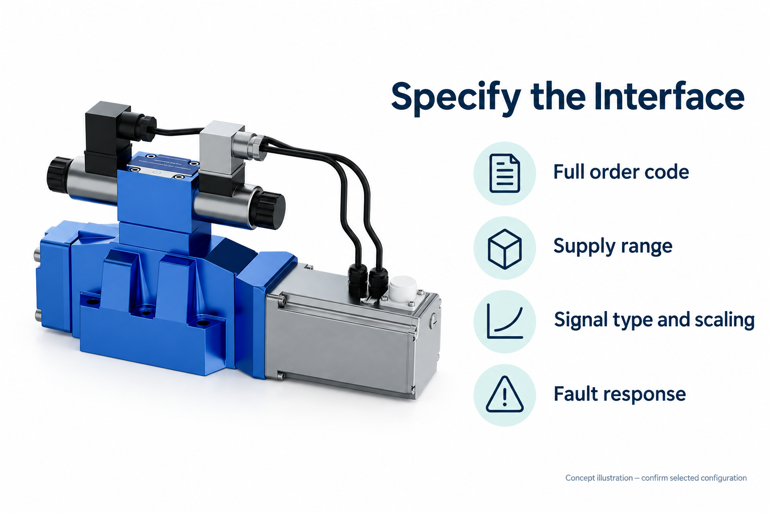 Interface specification checklist: full order code, supply range, signal type and scaling, fault response